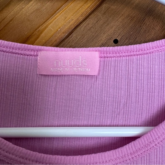 Nuuds Pink Mini Rib Tee Size Medium - Picture 4 of 6